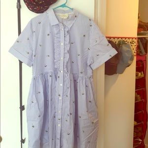 kate spade striped fit and flare shirt dress